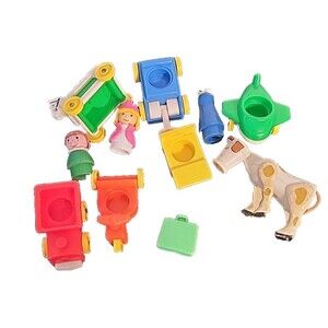 Vtg Mixed lot Fisher Price Little People cars cow plane etc...